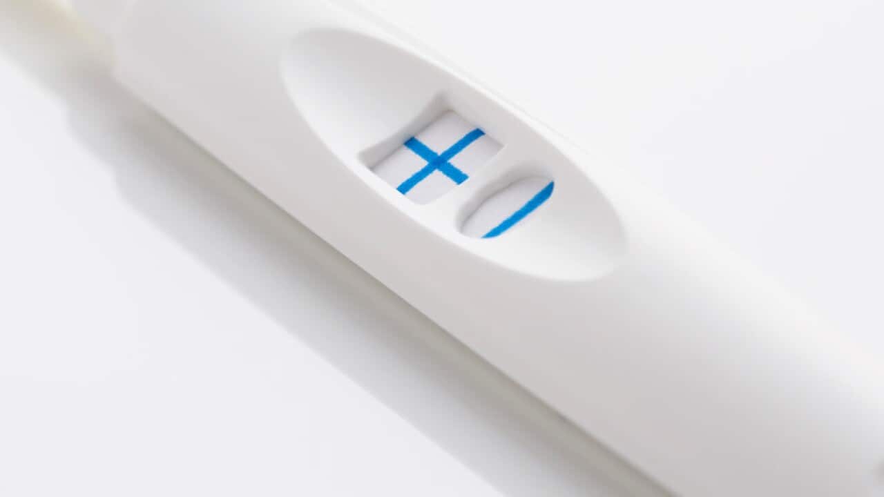 Pregnancy test showing positive