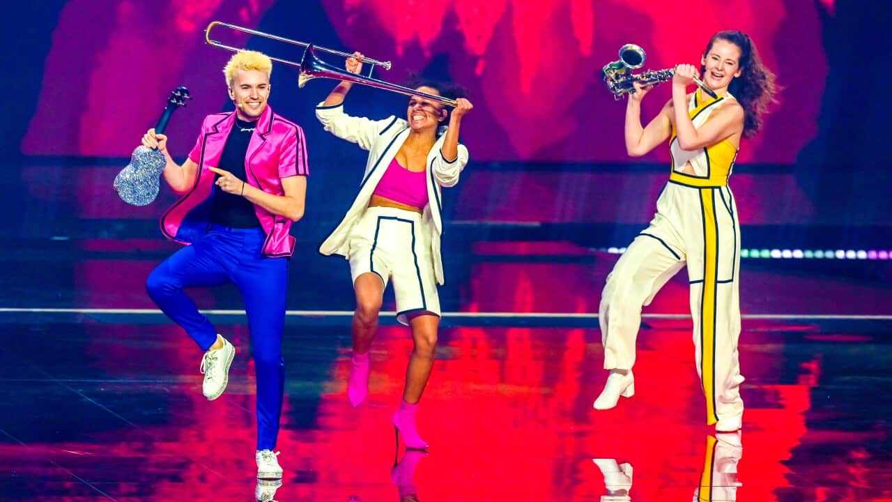 Jendrik Sigwart (Germany) during the first dress rehearsal of the Eurovision semifinal Song Contest 2021 at Ahoy arena in Rotterdam, Netherlands.