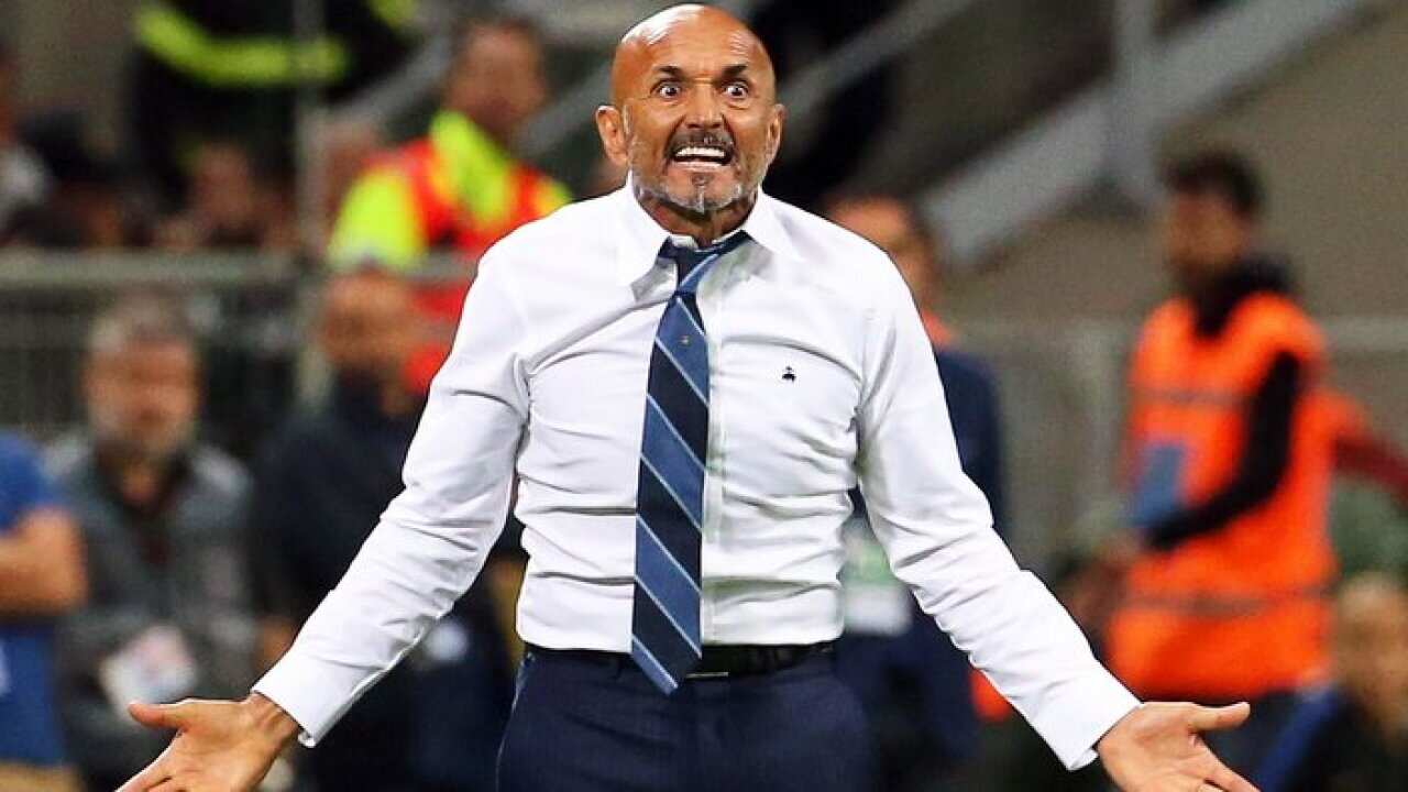Inter's head coach Luciano Spalletti reacts during the Italian Serie A soccer match between Inter Milan and Torino FC in Milan, Italy, 26 August 2018.