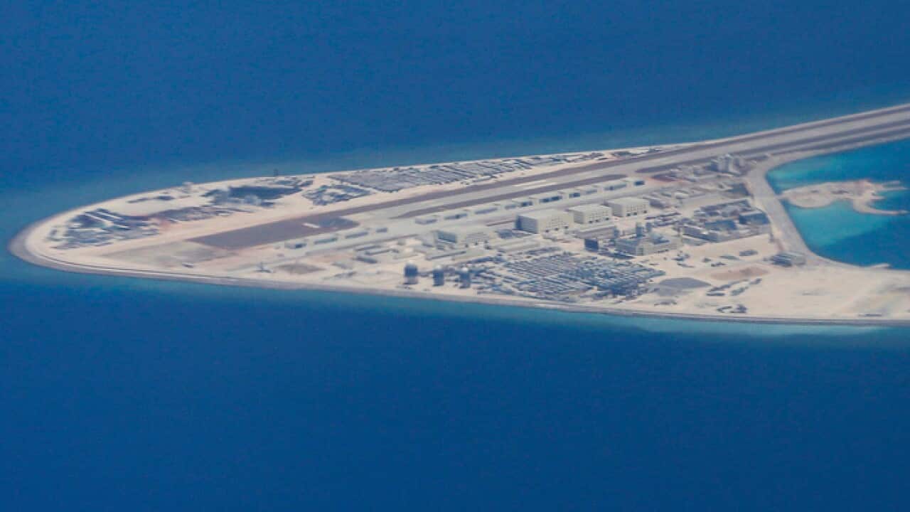 File image of China’s man made Subi Reef in the Spratly chain of islands in the South China Sea