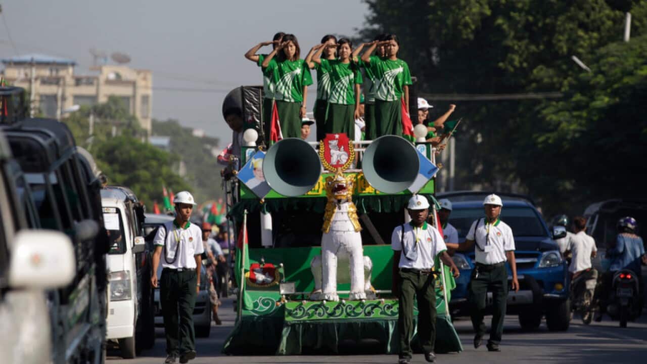 Election campaigning in Myanmar.