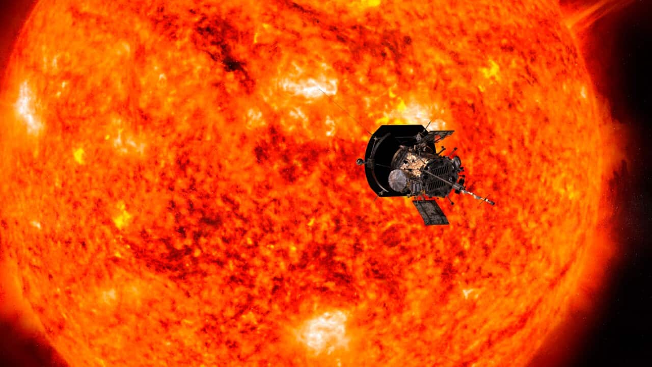 The Parker Solar Probe spacecraft approaching the sun