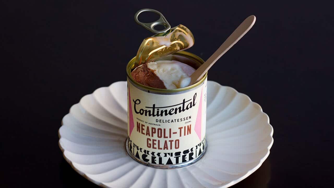 Neapolitan ice cream at Continental Deli