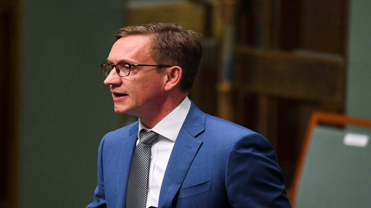 Member for Bruce Julian Hill reacts during House of Representatives Question Time at Parliament House in Canberra in December, 2020.
