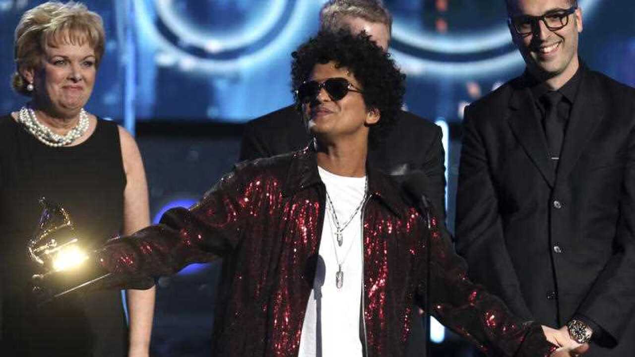 Bruno Mars won record of the year at the 60th annual Grammy Awards