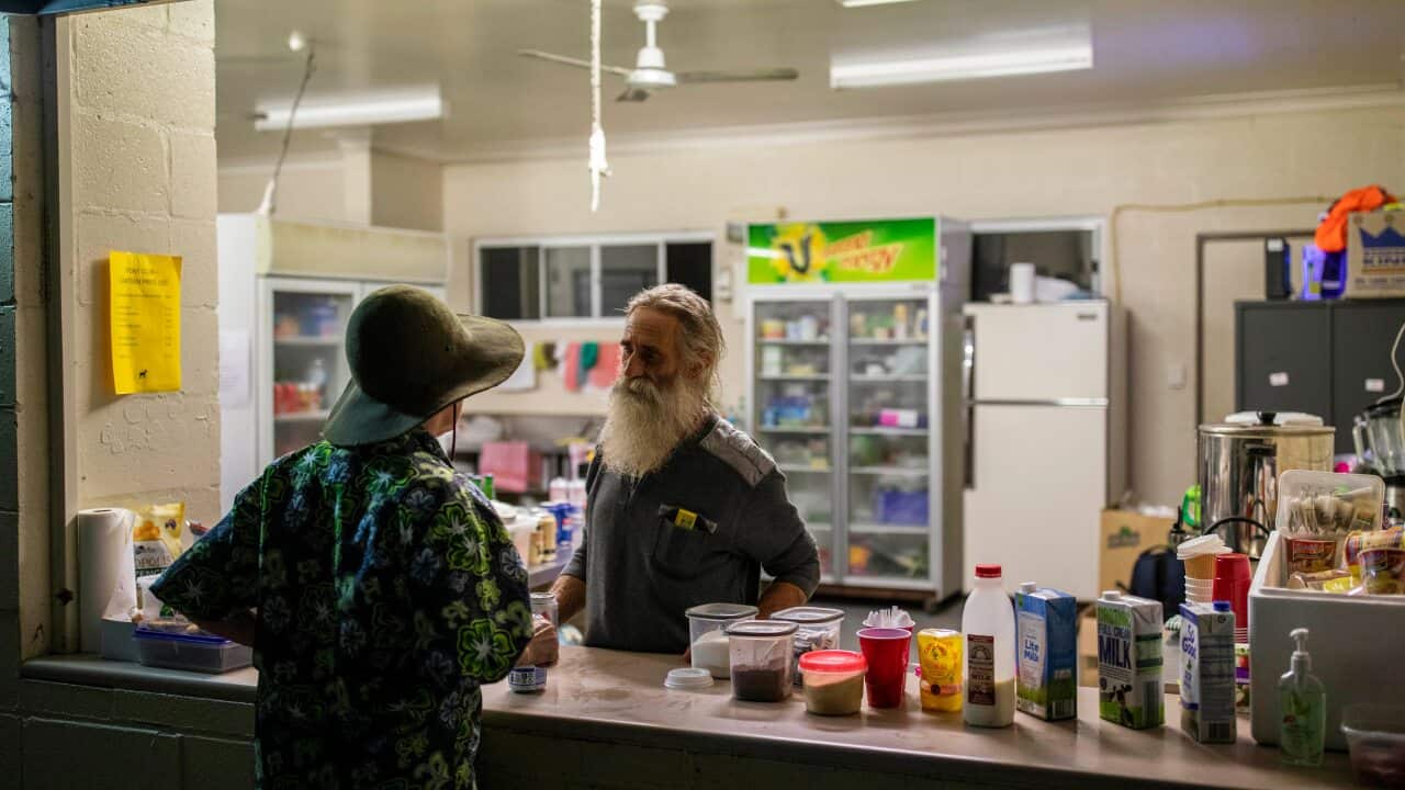 Cabargo resident Alfredo la Caprara (R) started the Cobargo Community Relief Centre following the New Year's Eve bushfires.