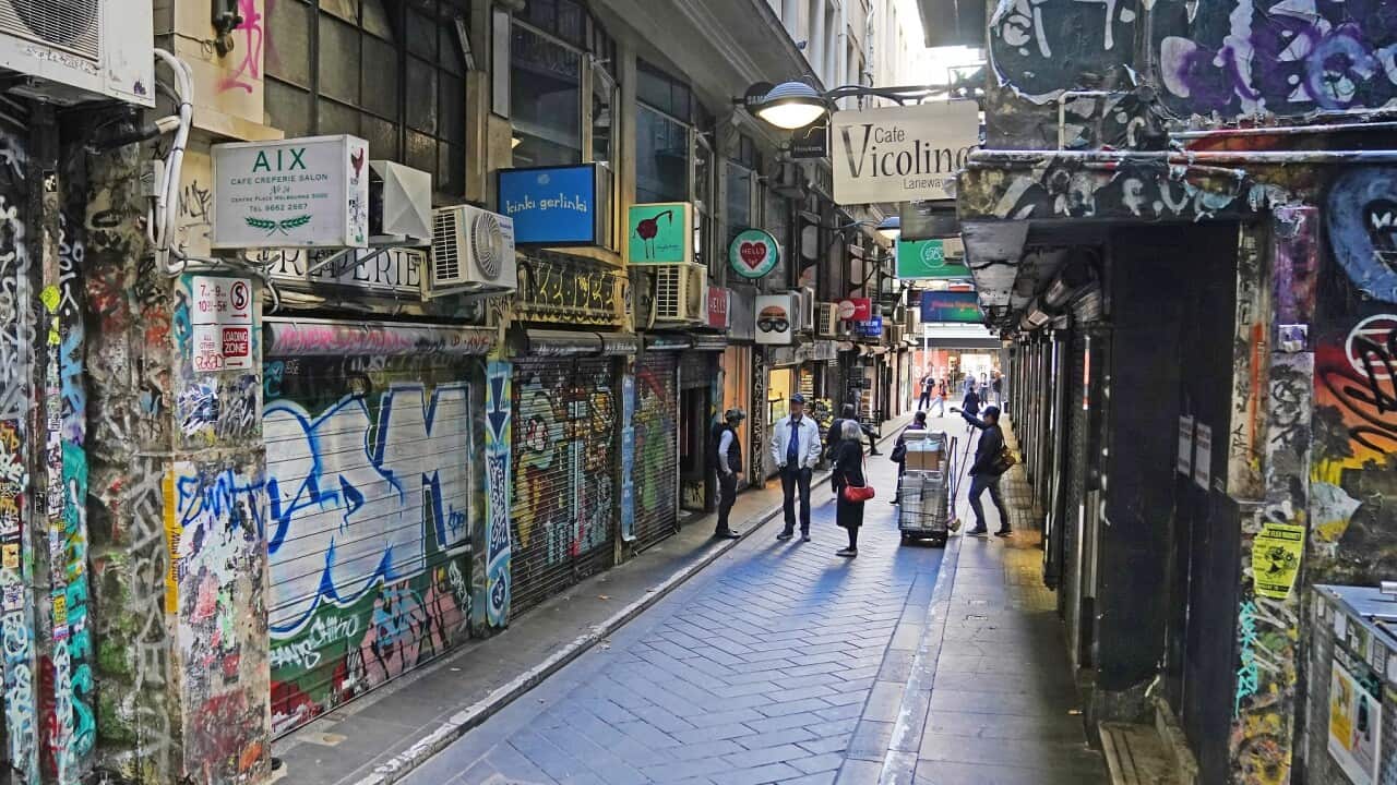 Restaurants are shut in a Melbourne laneway