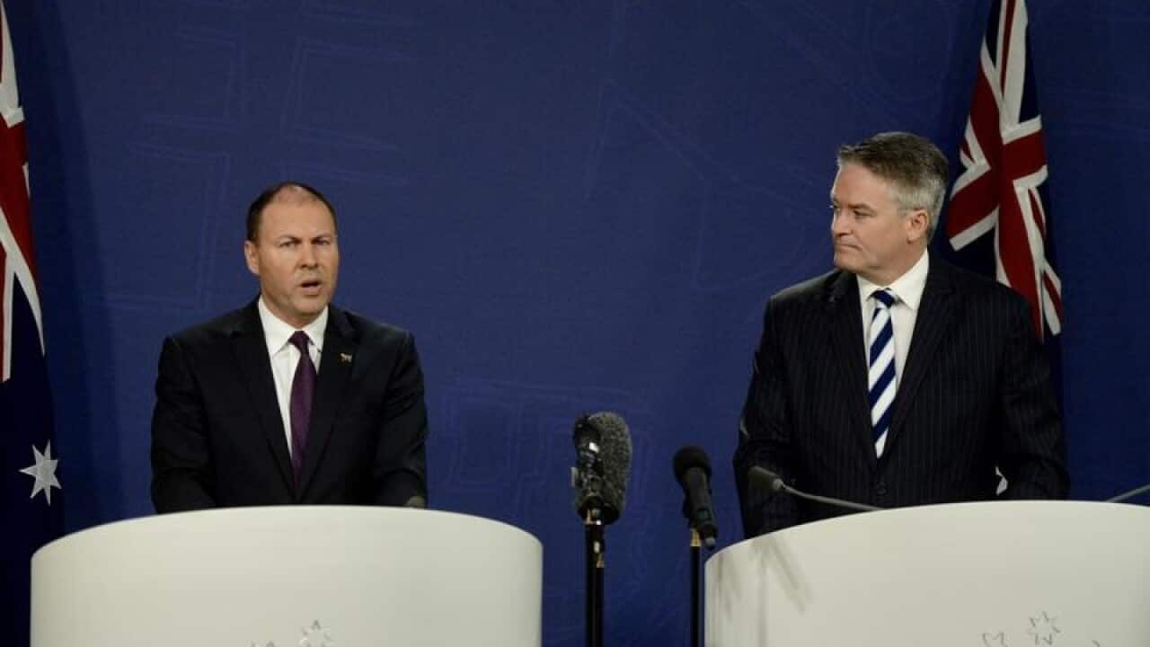 Treasurer Josh Frydenberg (left) and Finance Minister Mathias Corman