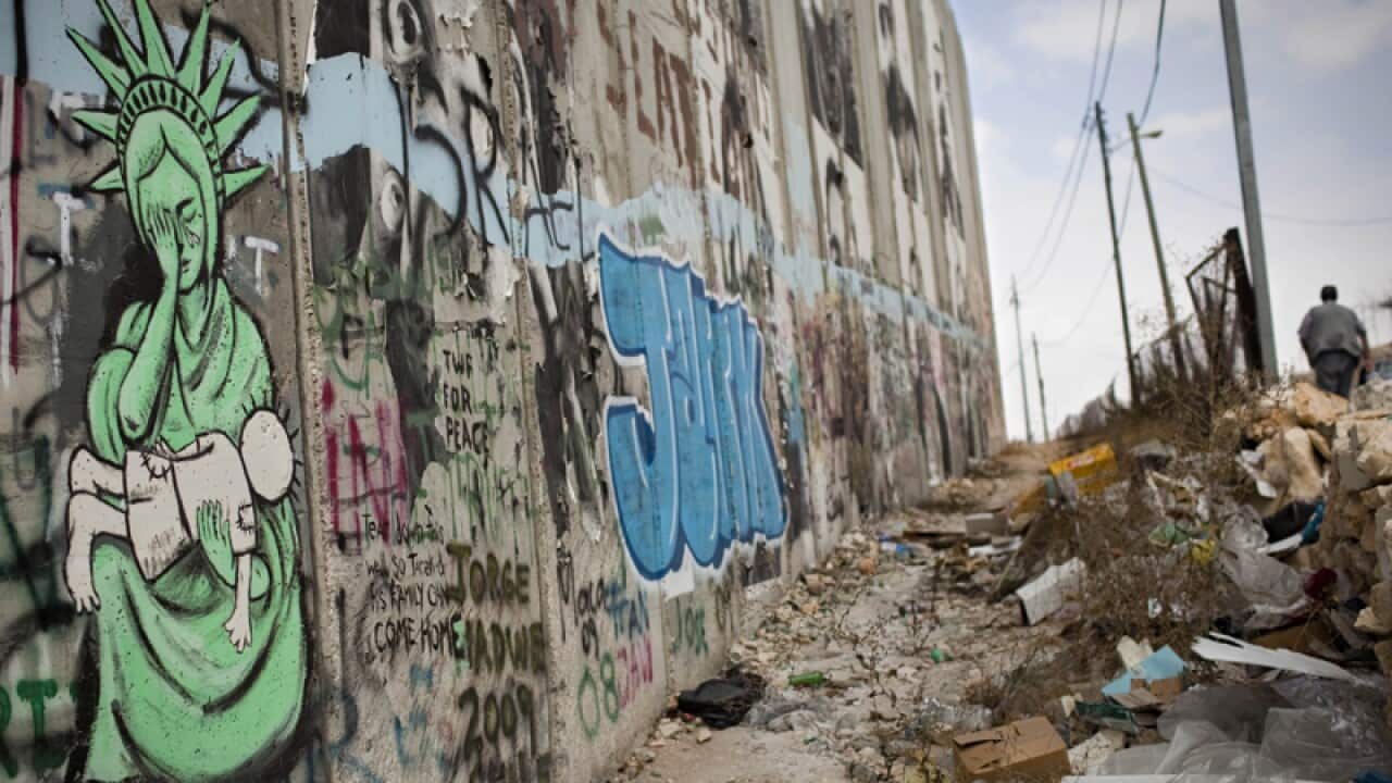 Israel's separation barrier in the West Bank town of Bethlehem