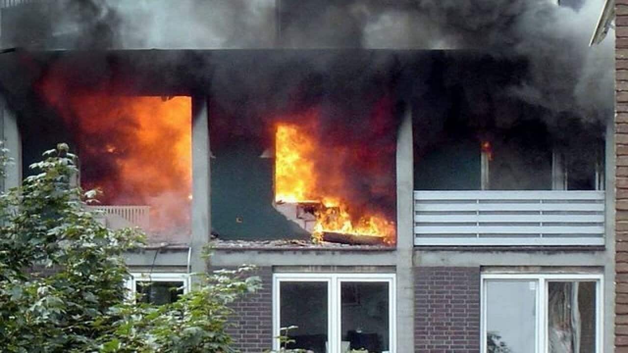 A burning house