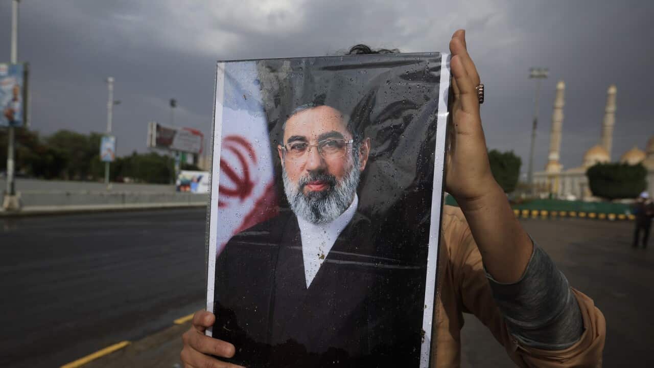 Portraits of Iranian leaders in Sana'a amid US-Israel-Iran conflict
