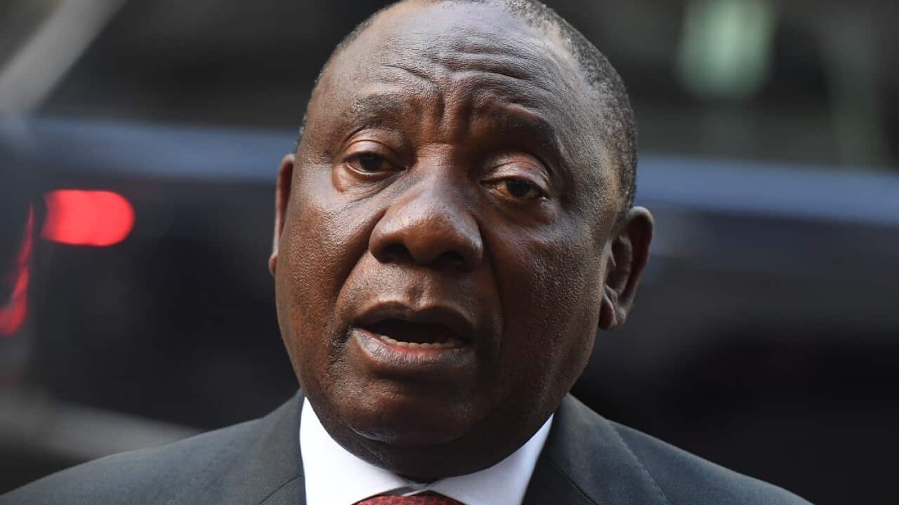 South African President Cyril Ramaphosa in Downing Street, London.