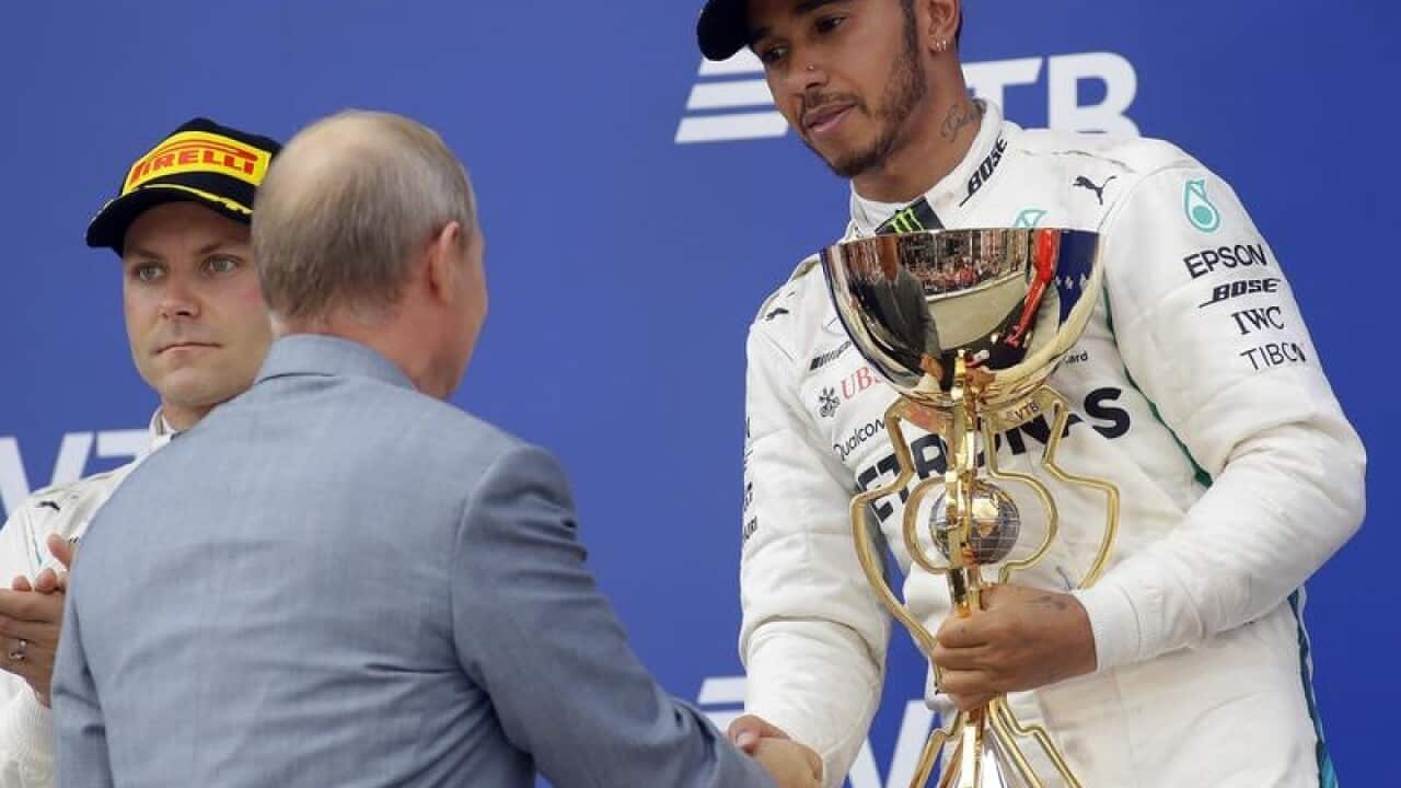 Mercedes driver Lewis Hamilton has won the Russian Grand Prix.