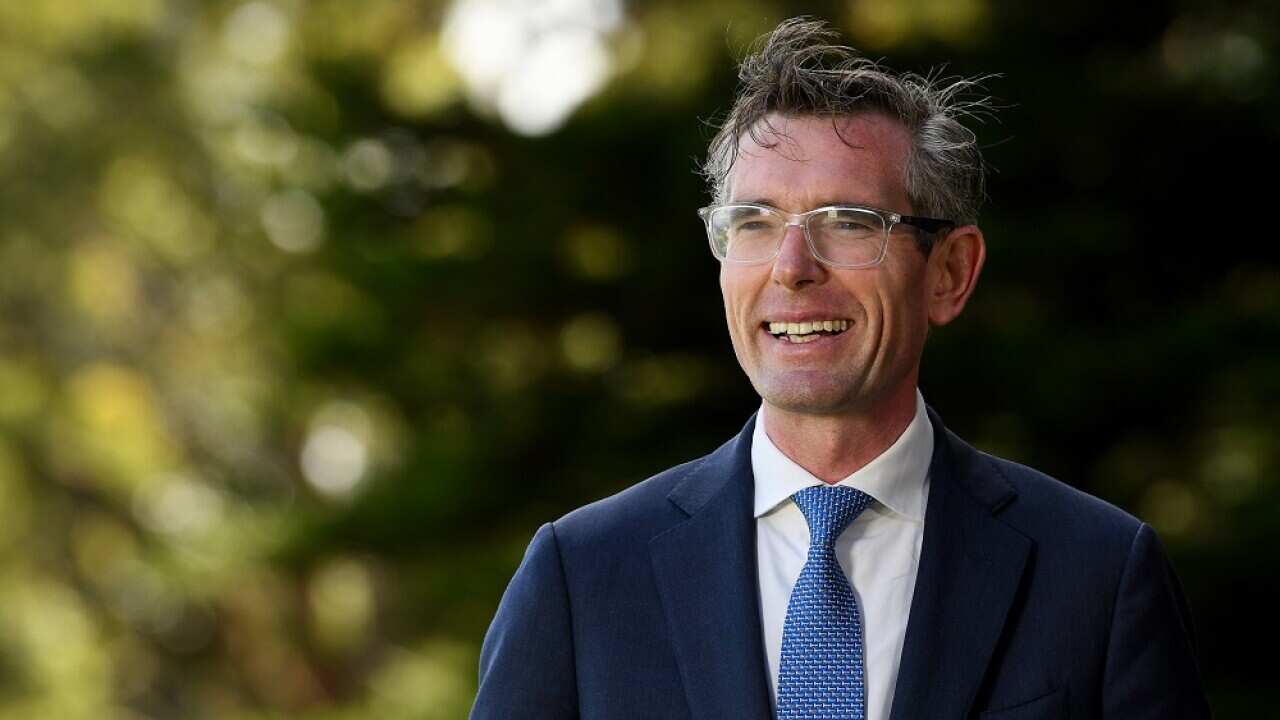 NSW Premier Dominic Perrottet speaks to the media during a press conference in Sydney, Friday, October 15, 2021. (AAP Image/Bianca De Marchi) NO ARCHIVING