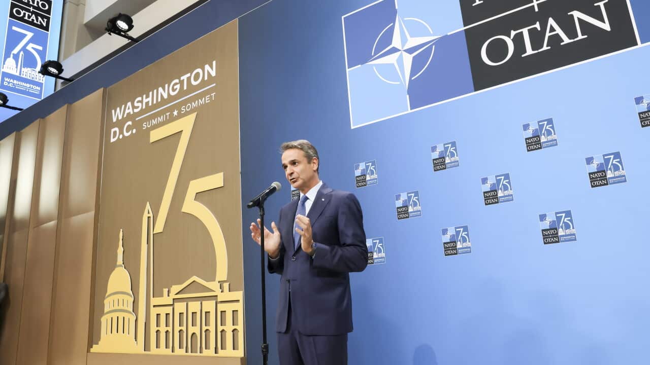 Greek PM Kyriakos Mitsotakis at the 75th NATO Summit, Washington DC, 2024