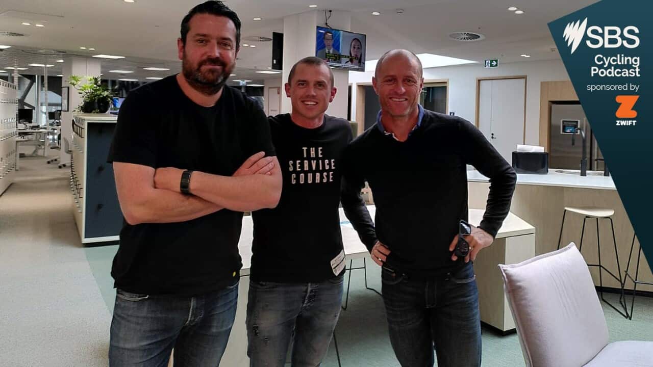 Simon Gerrans with the Zwift Cycling Central Podcast