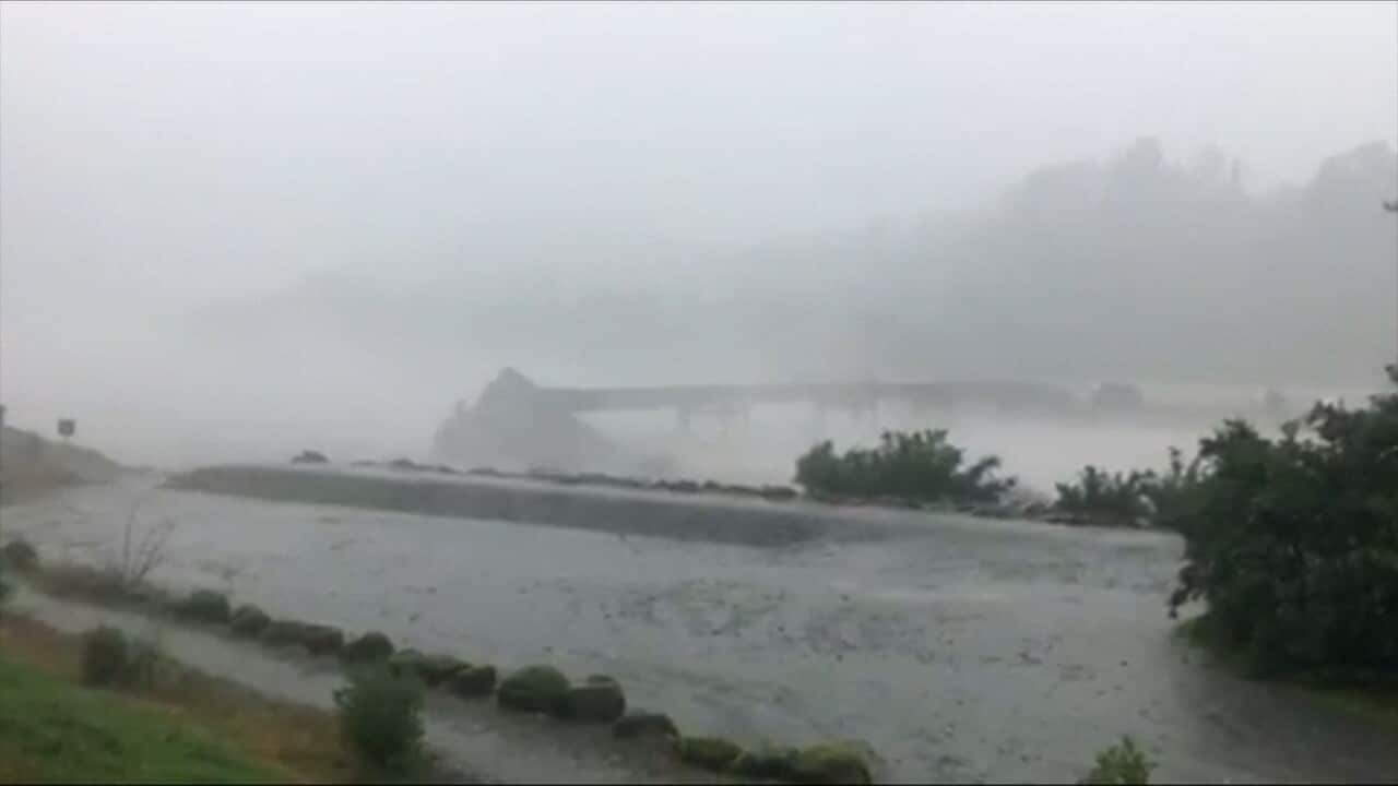 The bridge over the Waiho River.
