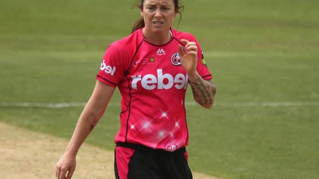 Sarah Coyte of the Sixers looks on