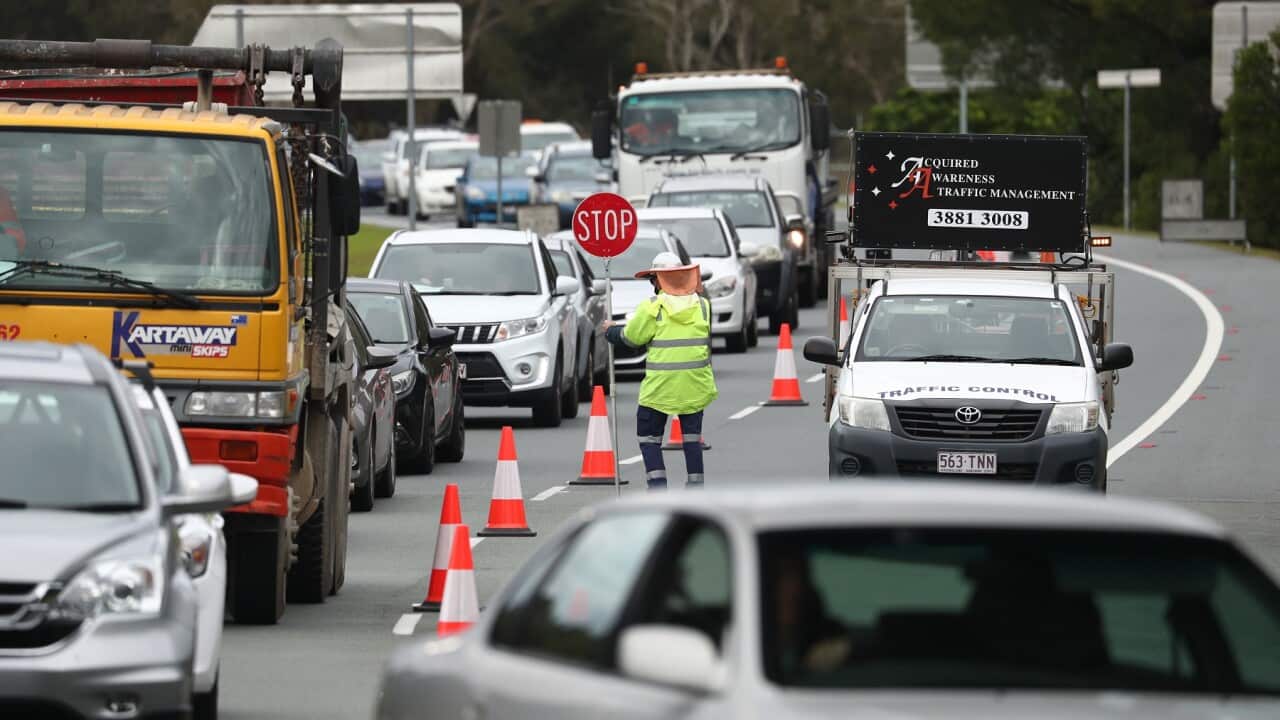 Scenes on the Gold Coast Highway at the Queensland and New South Wales border on the Gold Coast, Friday, July 23, 2021. (AAP Image/Jason O'Brien) NO ARCHIVING