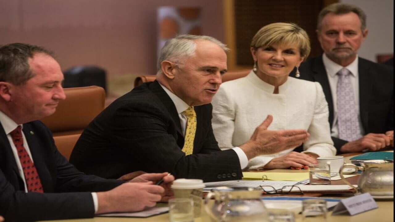 Barnaby Joyce, Malcolm Turnbull, Julie Bishop and Nigel Scullion.