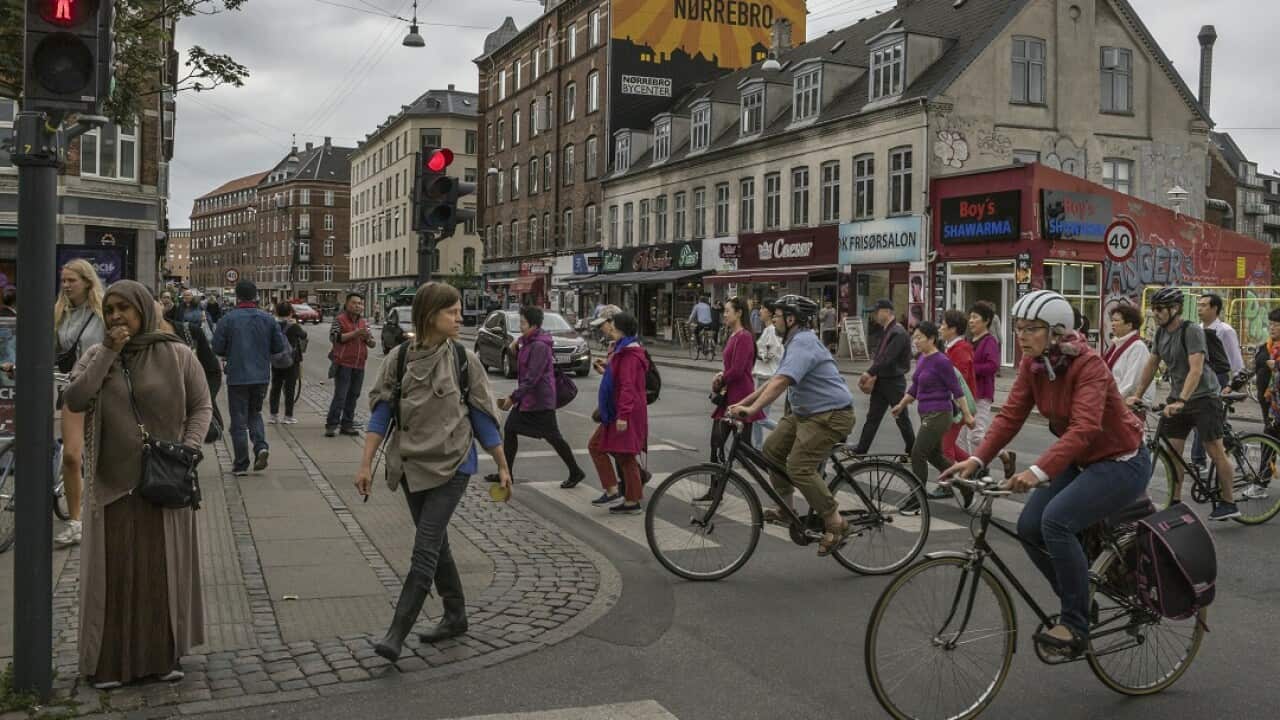 An intersection near Mjolnerparken, a housing project that is classified as a ghetto by the Danish government, in Copenhagen.