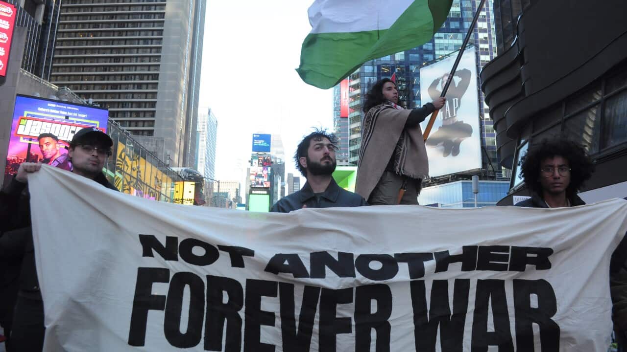 No War on Iran Rally in New York City, US - 8 Apr 2026