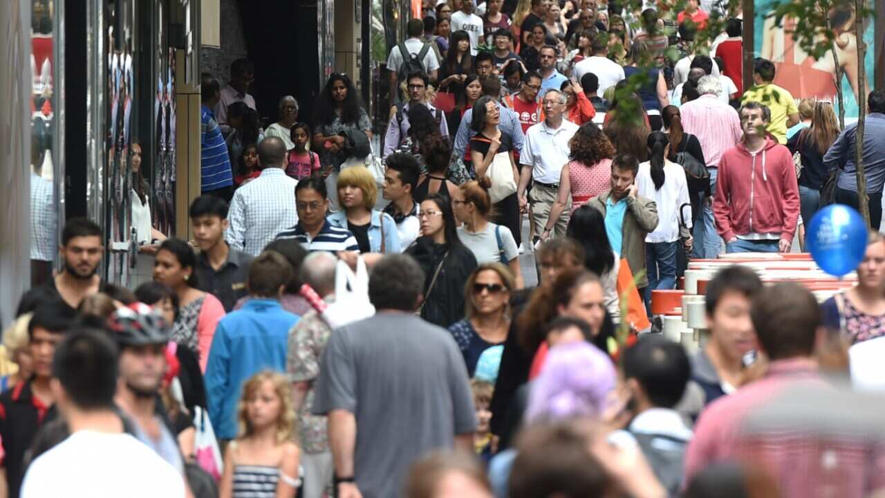 File image: Huge crowds fill Pitt Street Mall and the CBD shopping district. 