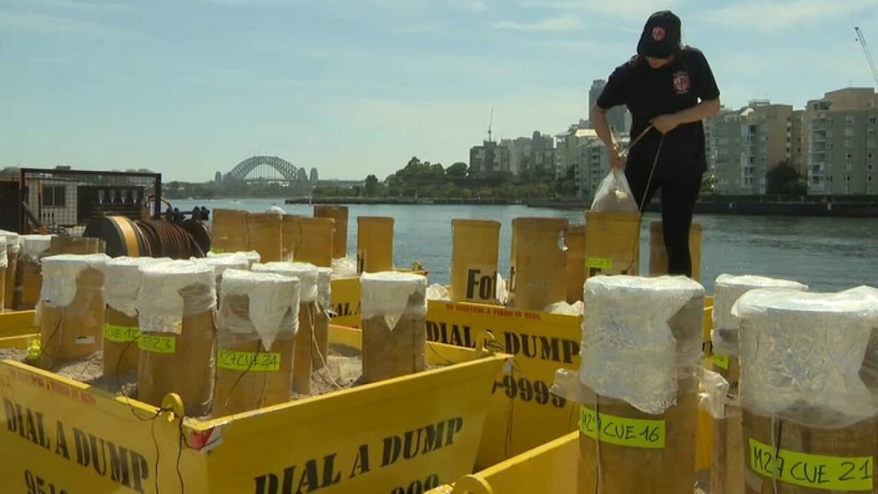 Preparing the Sydney fireworks for New Year's Eve