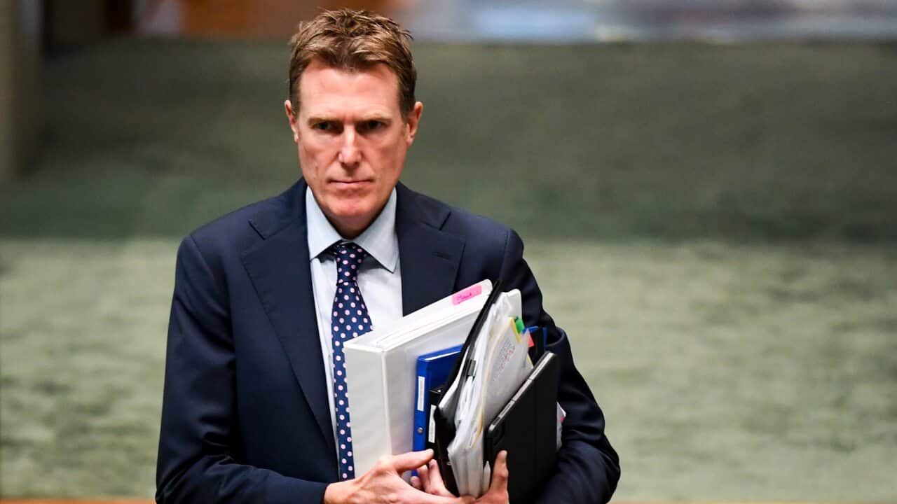 Industry Minister Christian Porter arrives during Question Time at Parliament House in Canberra.