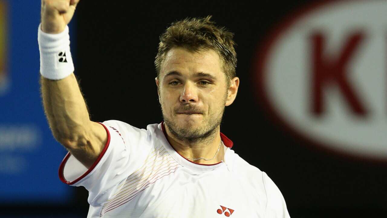 Stanislas Wawrinka celebrating his semis win at the Australian Open