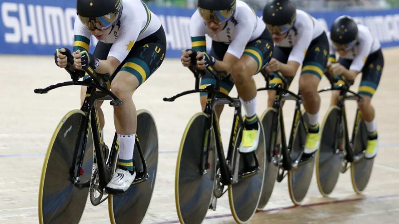 The Australian women's pursuit team at the world championships