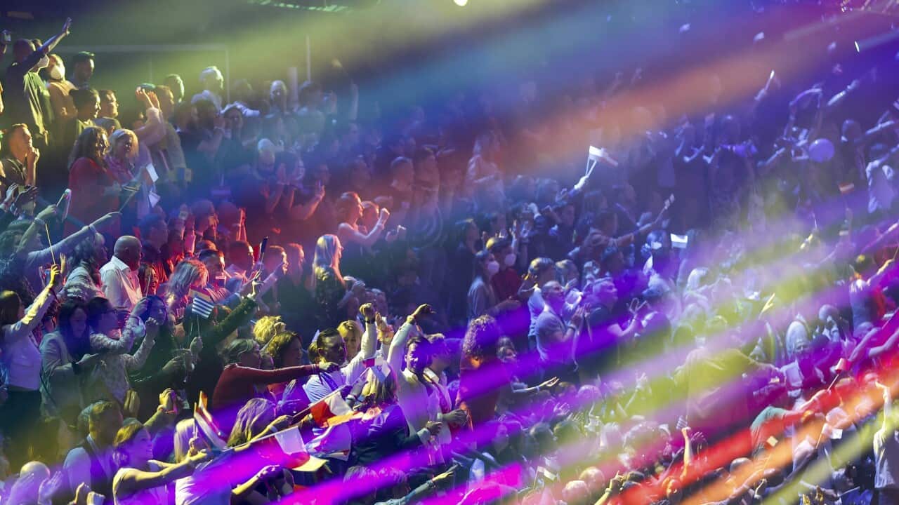 Eurovision fans in the Rotterdam Ahoy arena.