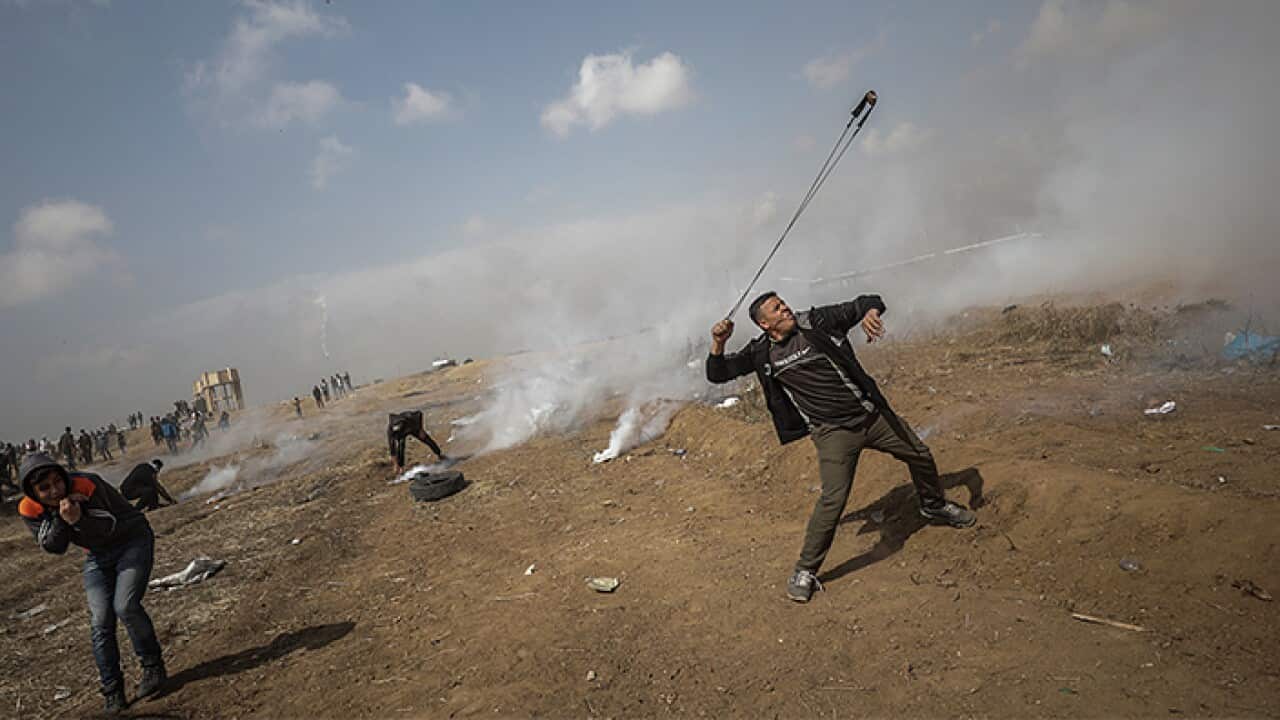 Palestinians protesters