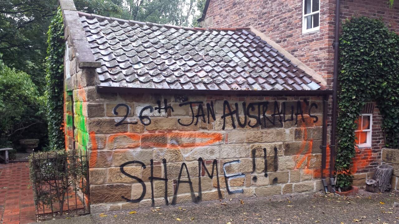 Captain Cook's cottage which has been vandalised with anti-Australia Day graffiti for a second year in a row - AAP-1.jpg