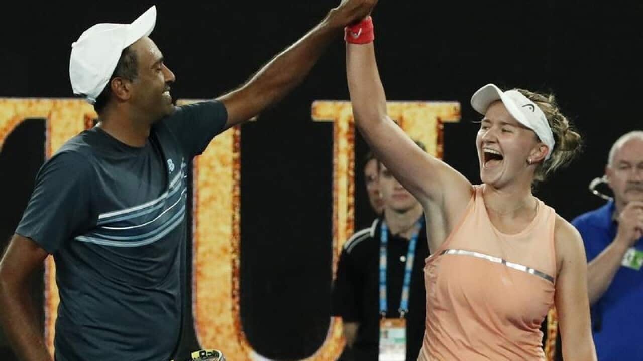 American ace Rajeev Ram (L) and Czech ace Barbora Krejcikova
