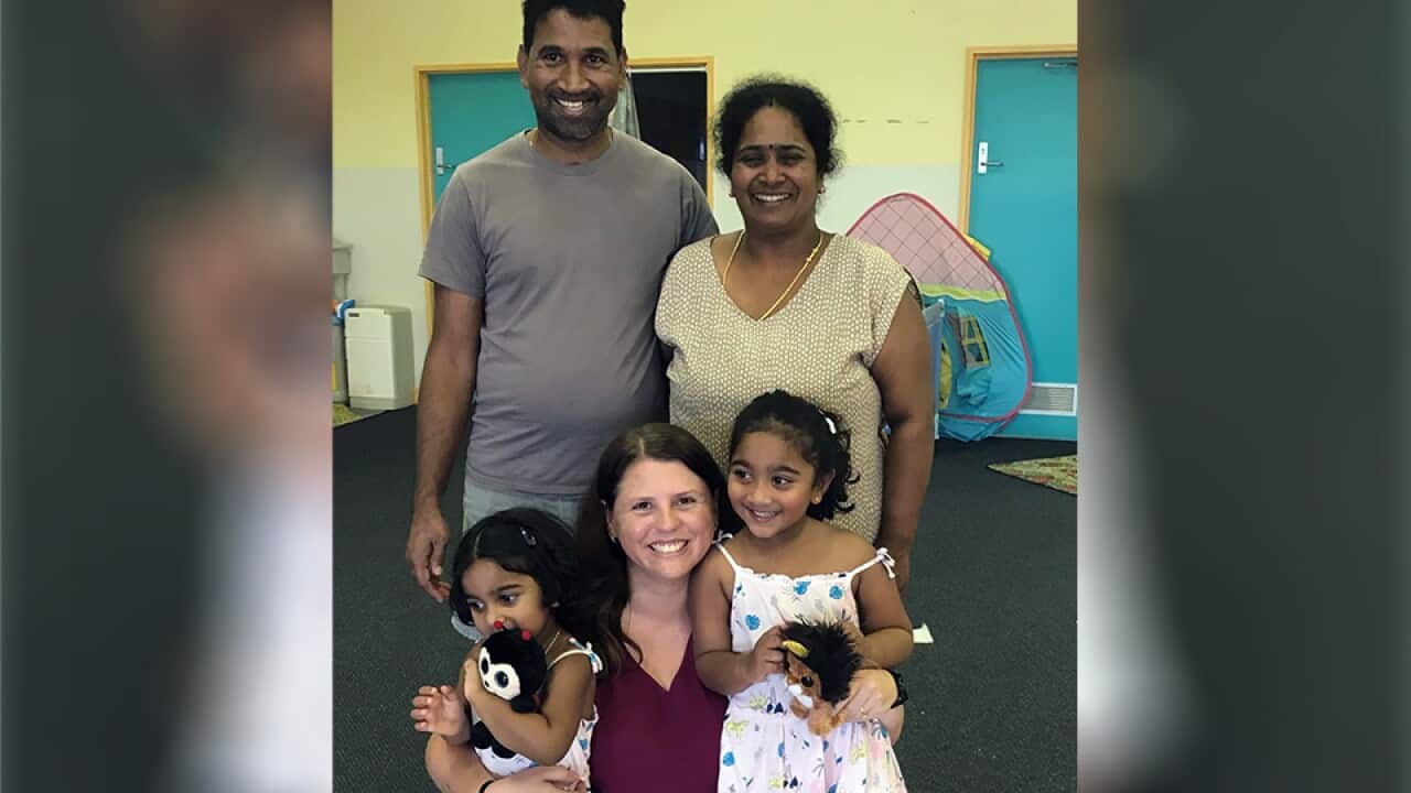 Friend and advocate for Priya-Nades family, Angela Fredericks visiting them at Christmas Island Detention Centre