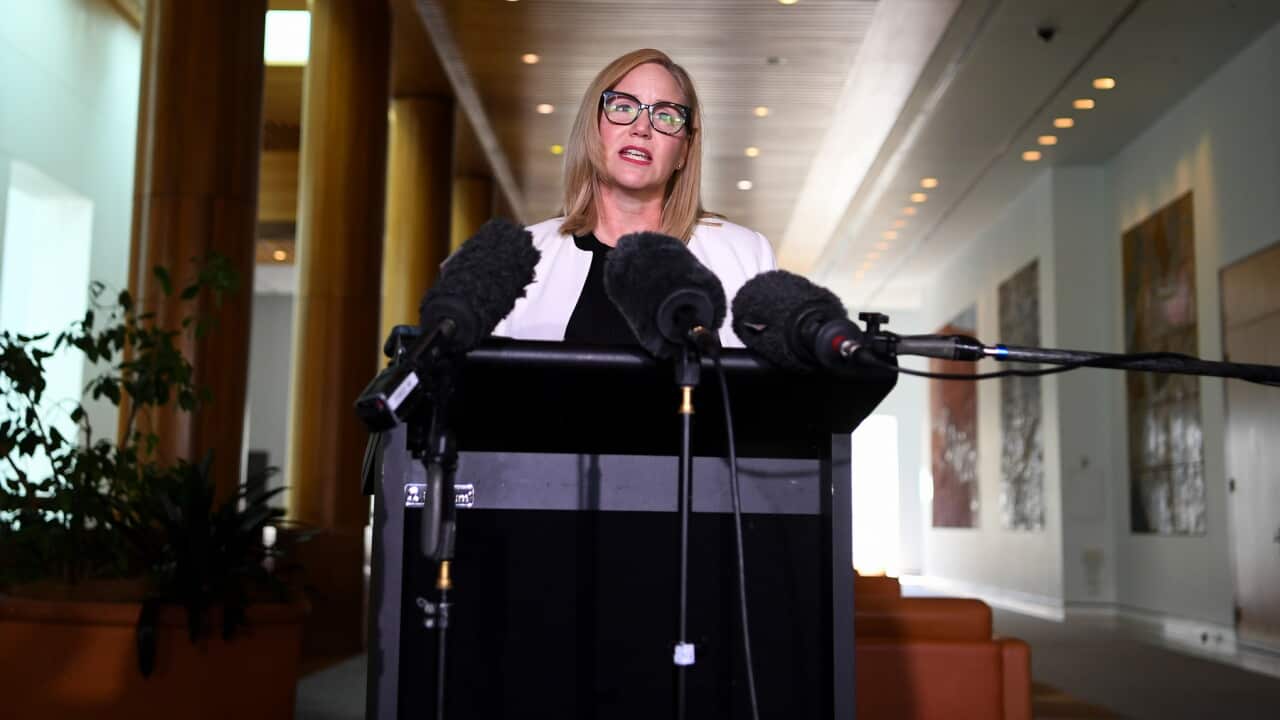 AUSTRAC CEO Nicole Rose speaks during a press conference at Parliament House in Canberra, Wednesday, November 20, 2019. (AAP Image/Lukas Coch) NO ARCHIVING