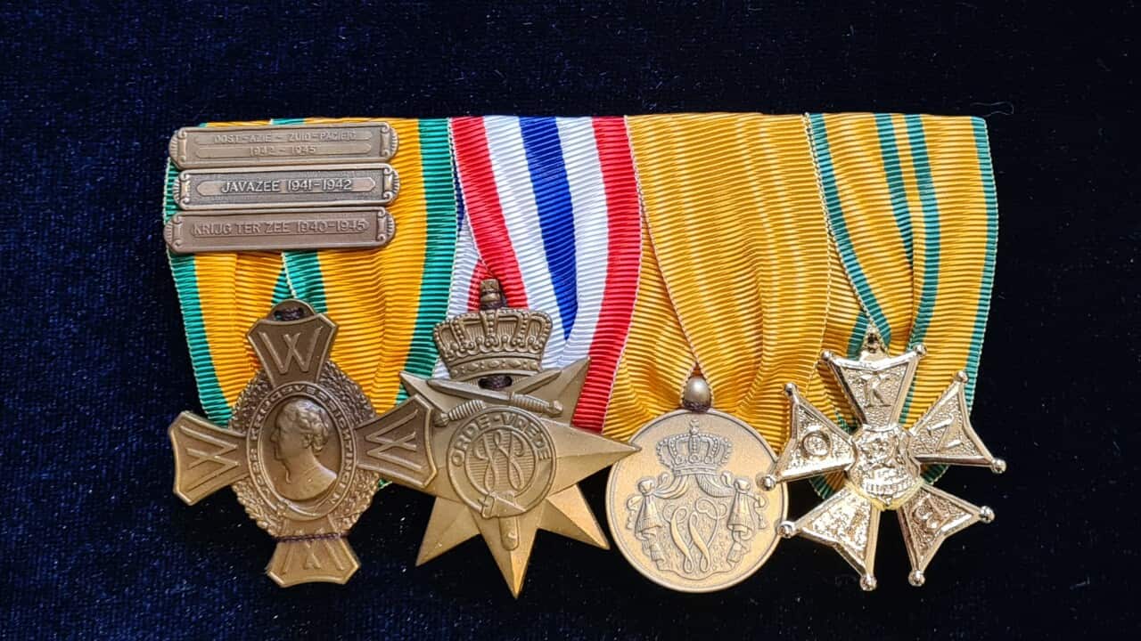 The Medals Of Hendrik Brouwer – Presented to his grandson Petty Officer Kevin Robert Hendrik Brouwer in May 2023.jpg