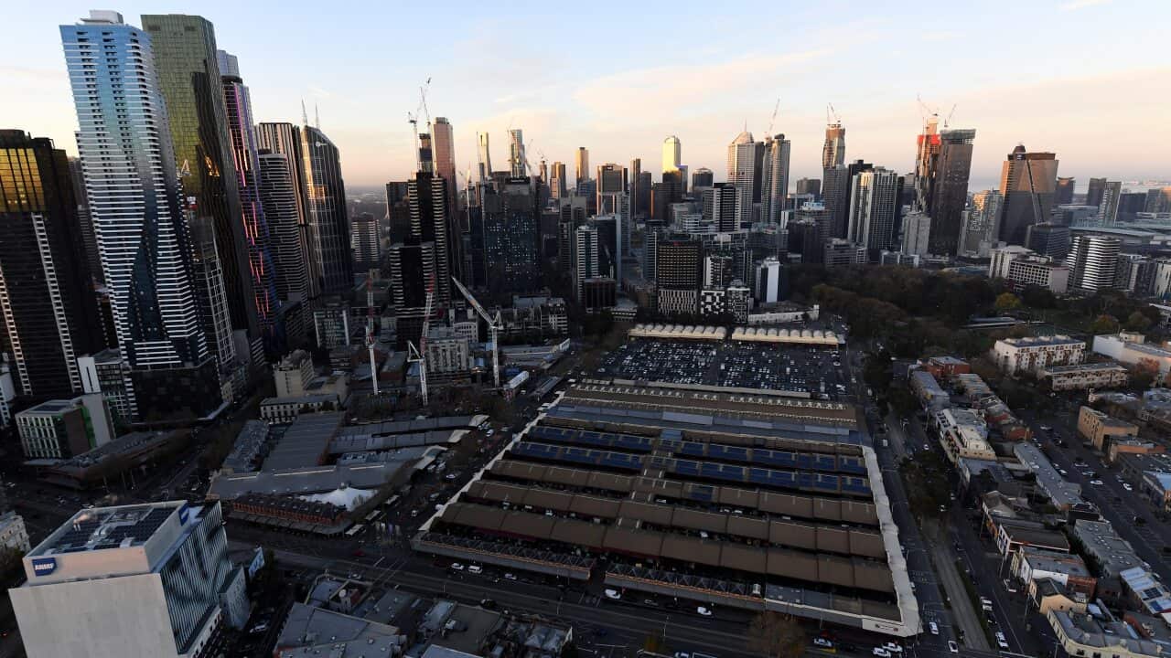 General view of the Victoria Market precinct in Melbourne.
