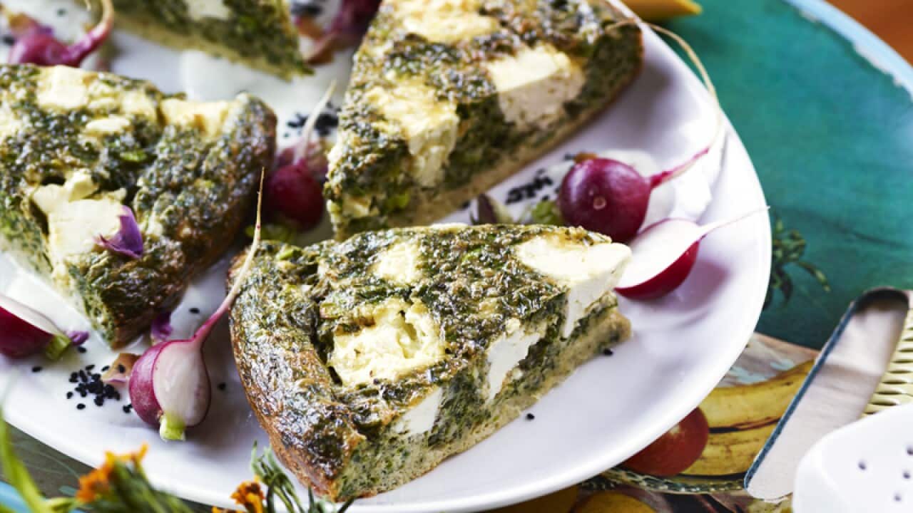 Herb and feta oven omelette (kuku)