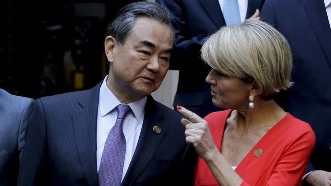 Julie Bishop and China's Foreign Minister Wang Yi.