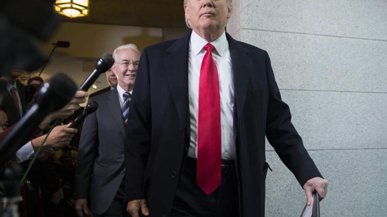 US President Donald Trump after meeting with House Republicans