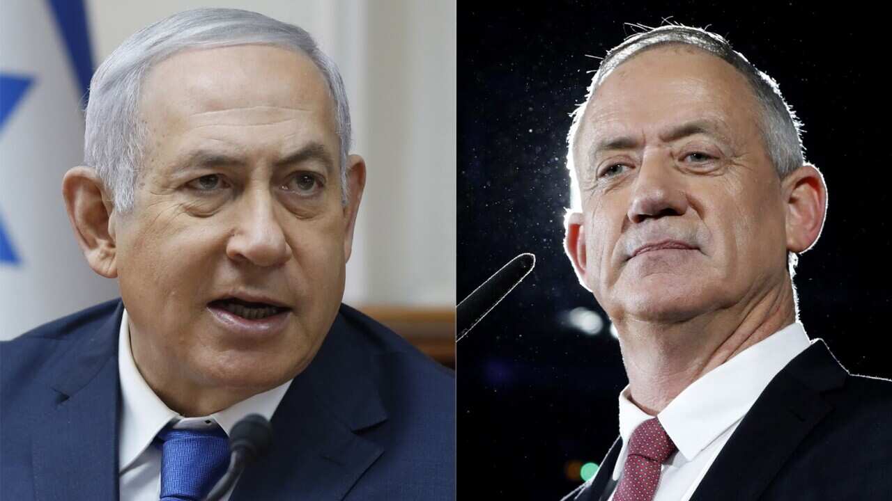 Benjamin Netanyahu (L) and Benny Gantz.