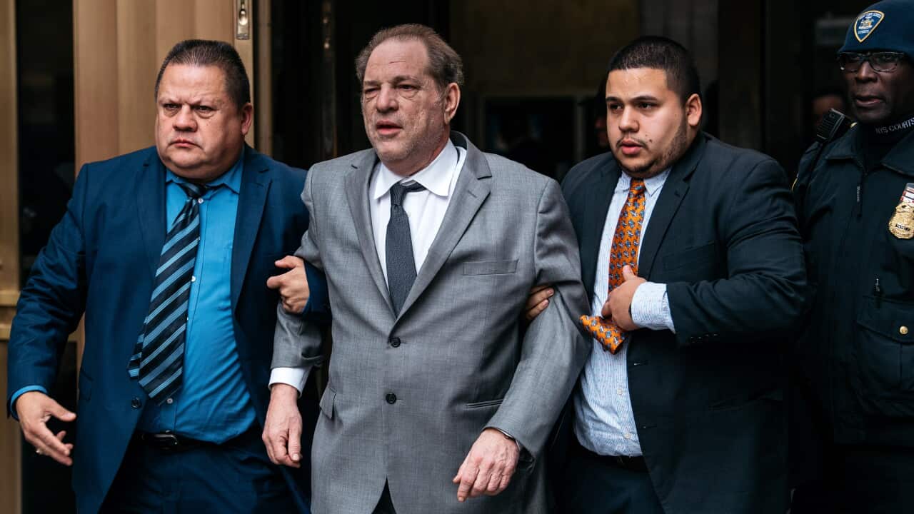 Harvey Weinstein leaves New York City Criminal Court after a bail hearing.