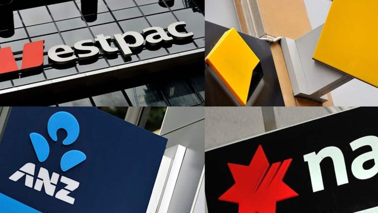 A composite image of the four big banks signs.