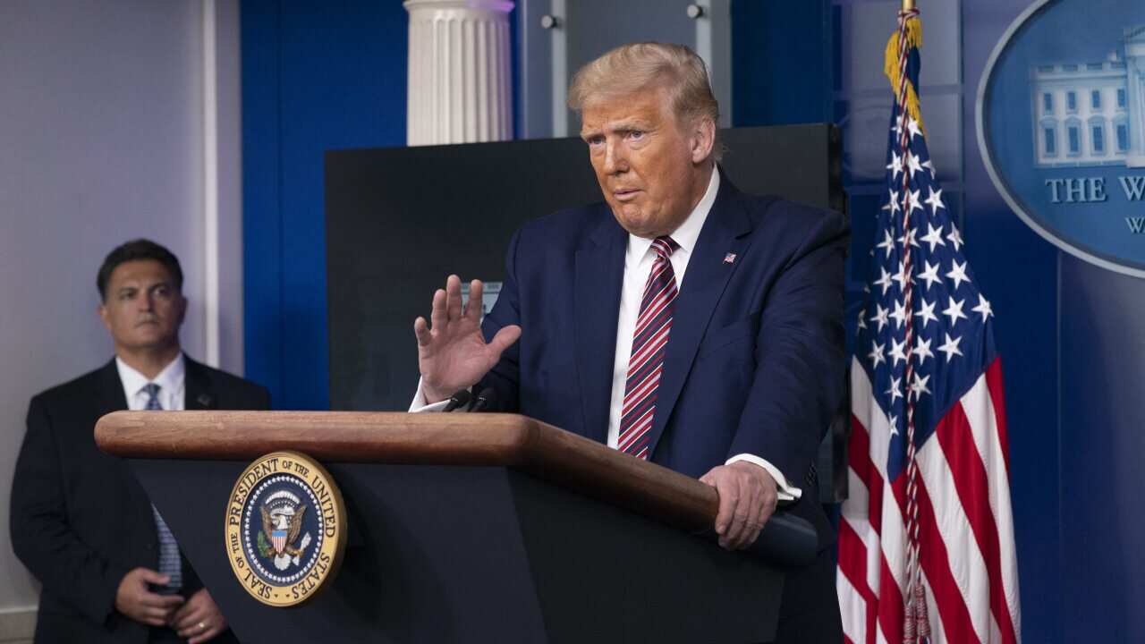 United States President Donald Trump holds a news briefing at the White House on 28 September, 2020.