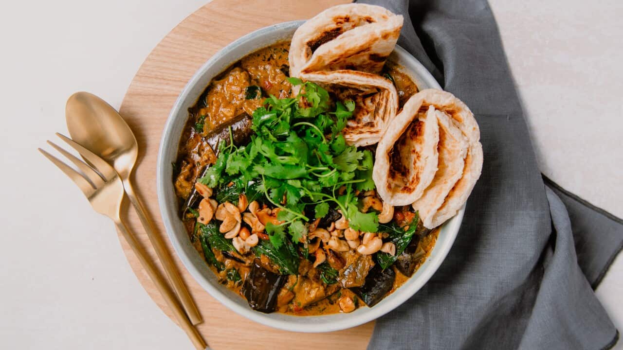 Malay eggplant & spinach curry