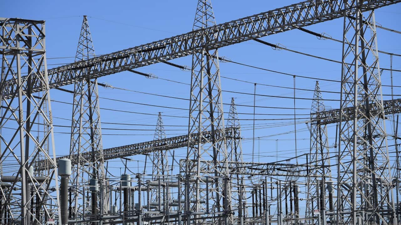 High voltage electricity transmission lines at the Liddell Power Station in New South Wales