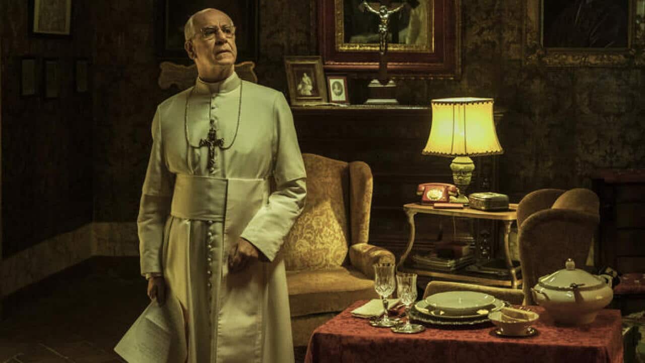 Toni Servillo in a shot from Exterior Night as Pope Paul VI