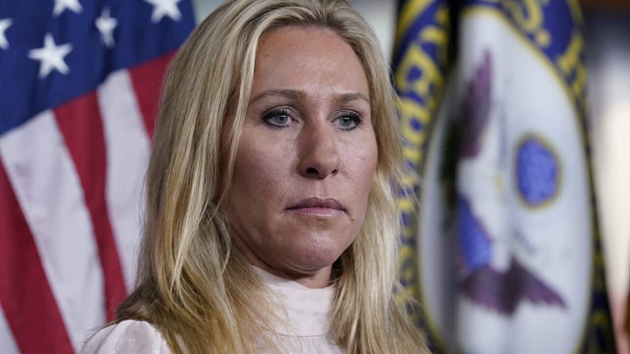 A file photo of Republican US Representative Marjorie Taylor Greene.